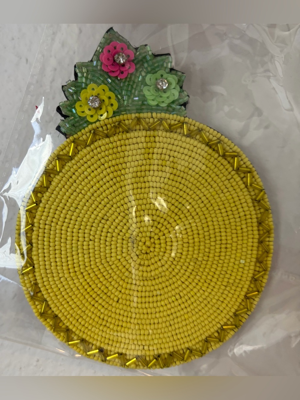 Beaded Fruit Coasters Set - Red, Orange, Yellow, Green Accents - Picture 1 of 8